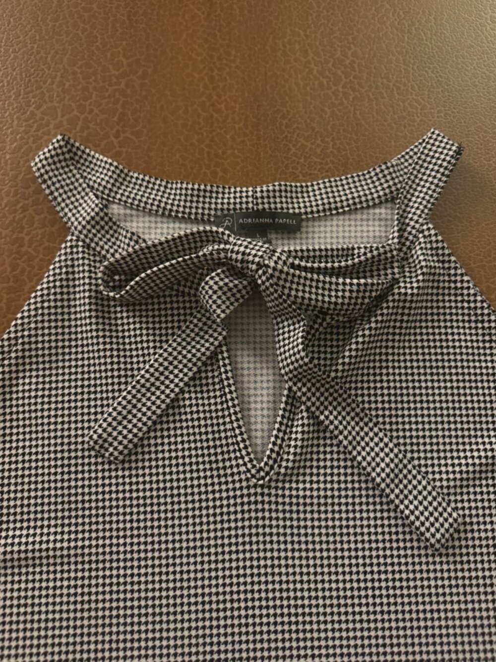 Adrianna Papell Sleeveless Halter Tank Top Bow Tie Collar - Size Large